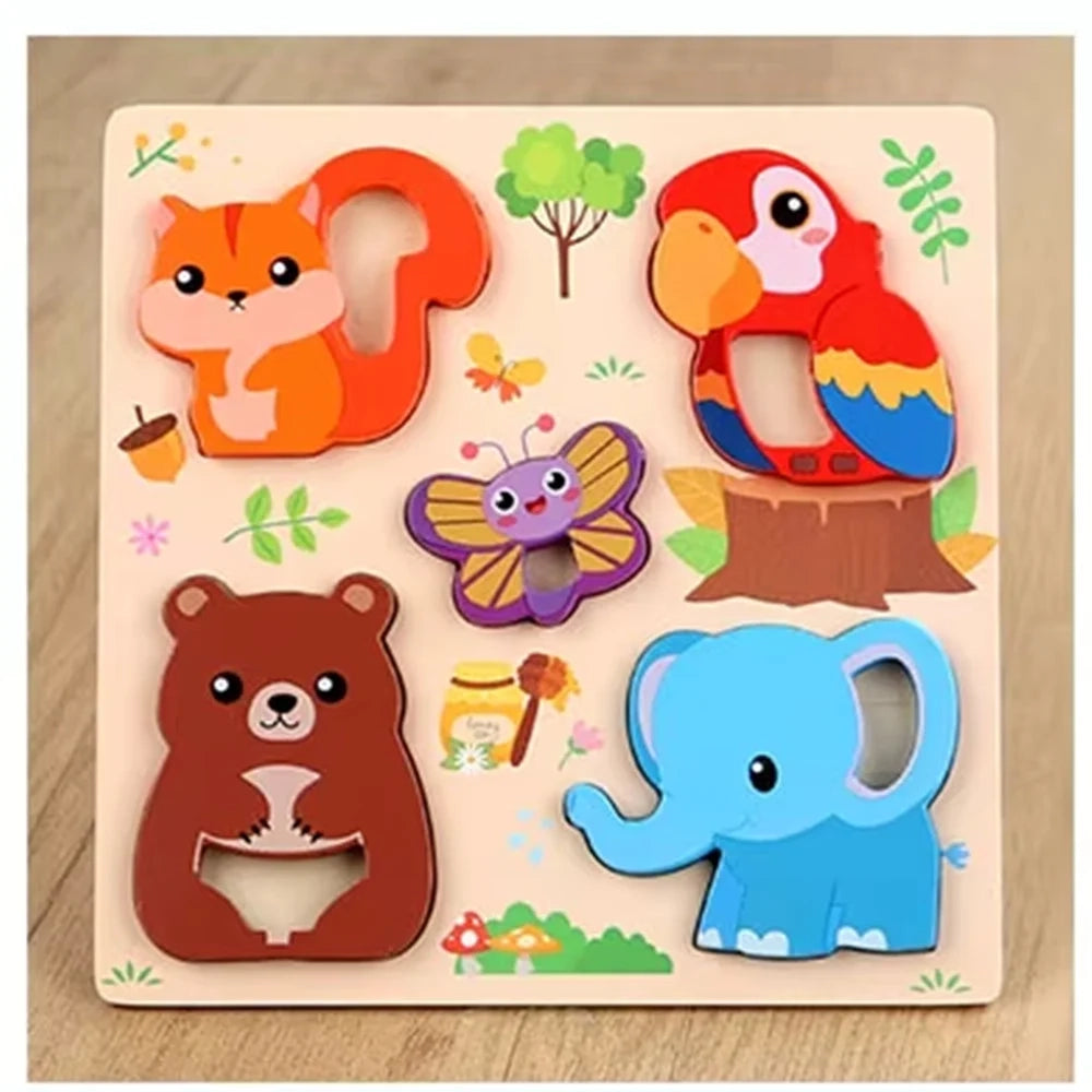 Trade Shop - Puzzle A Incastro Tema Animali Gioco In Legno Per Bambini Educativo 6 Modelli 32345 -