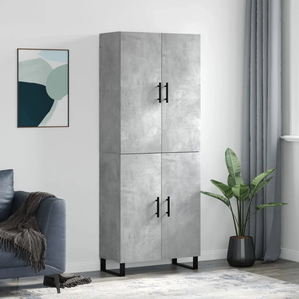 Credenza-Buffet-Armadio da cucina Grigio Cemento 69,5x34x180 cm in Legno Multistrato 907051