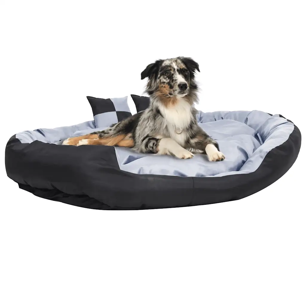 Cuscino per Cani Reversibile Lavabile Grigio Nero 150x120x25 cm CFW8645148
