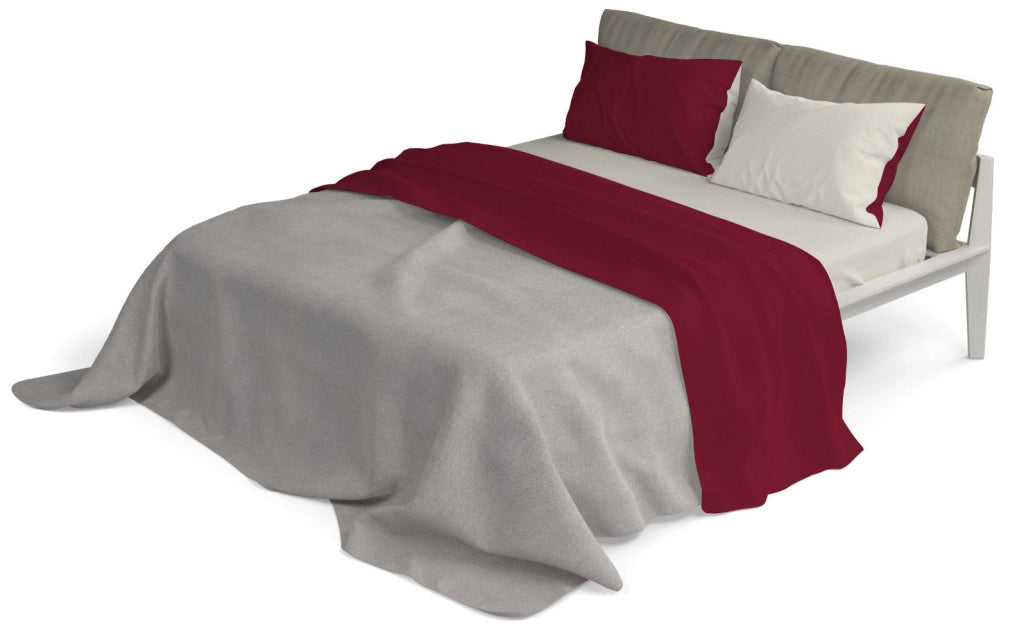 Set Lenzuola Singolo Sopra Sotto e Federe Doubleface Bordeaux/Panna