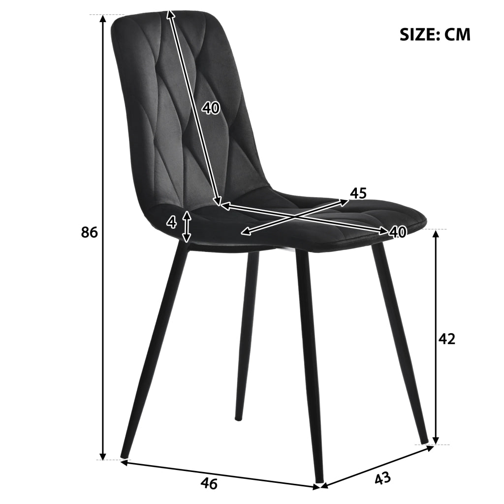 Tavolo da pranzo per 4 persone con 4 sedie, piano in MDF, set moderno per cucina, nero, 117 × 68 × 75 cm