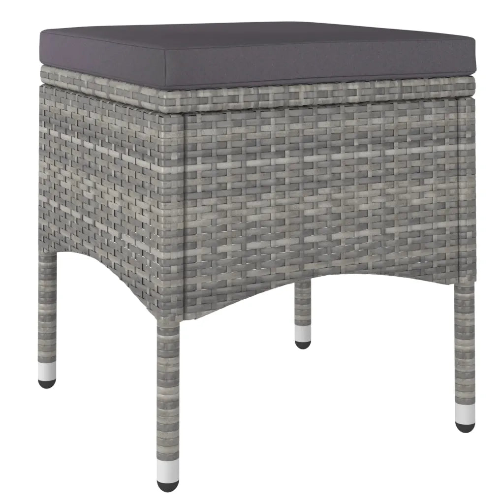Set Pranzo da Giardino 5 pz Polyrattan e Vetro Temperato Grigio 3058349