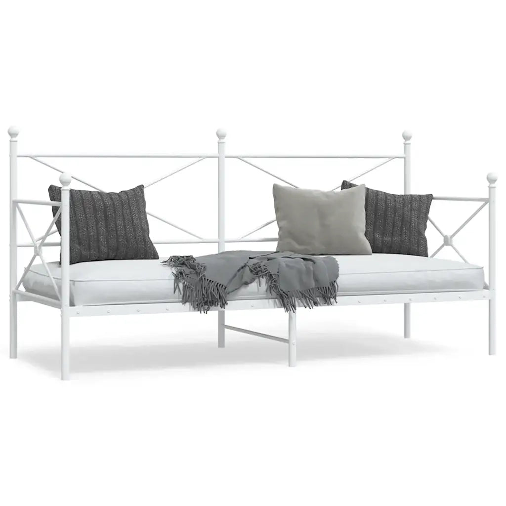 Letto singolo | Letto per adulti | Dormeuse senza Materasso Bianco 90x200 cm in Acciaio