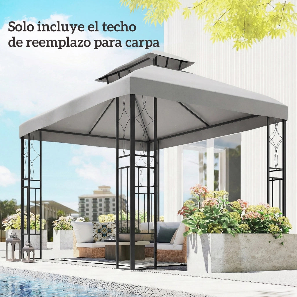 Toldo da giardino 4x3 m ¨C zephmum ¨C grigio chiaro