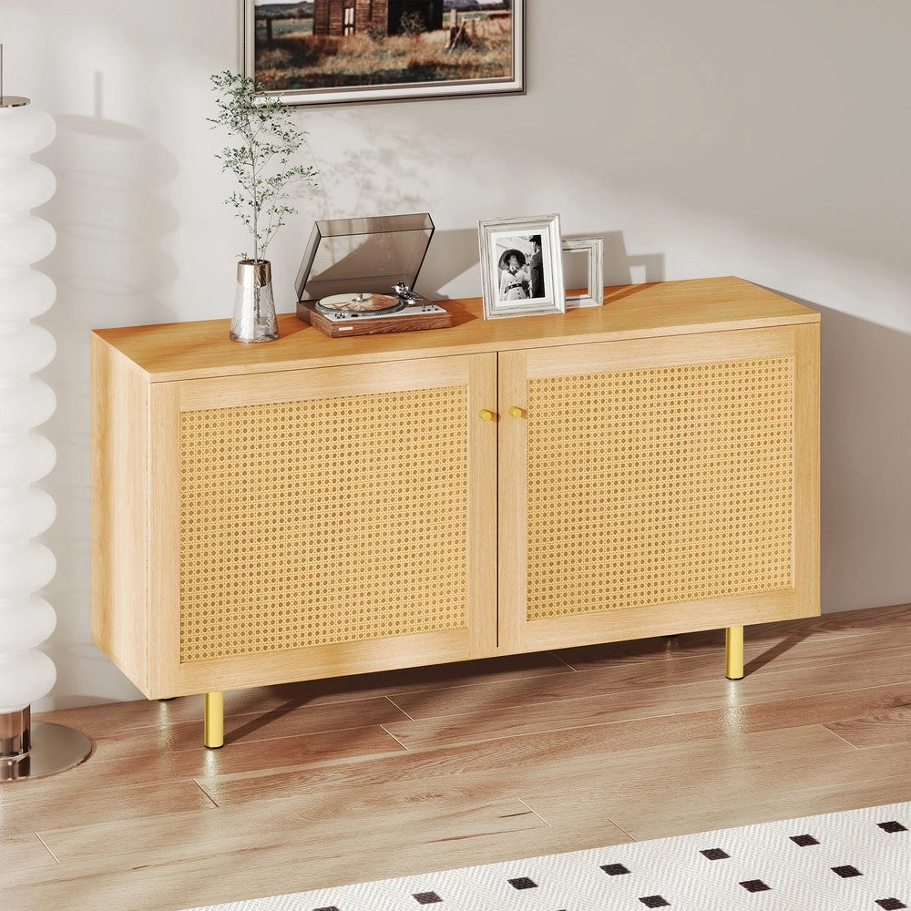 Credenza con Ante in Vimini ¨C MINIMAL ¨C Legno Naturale, 2 Ante, 120x40x63 cm