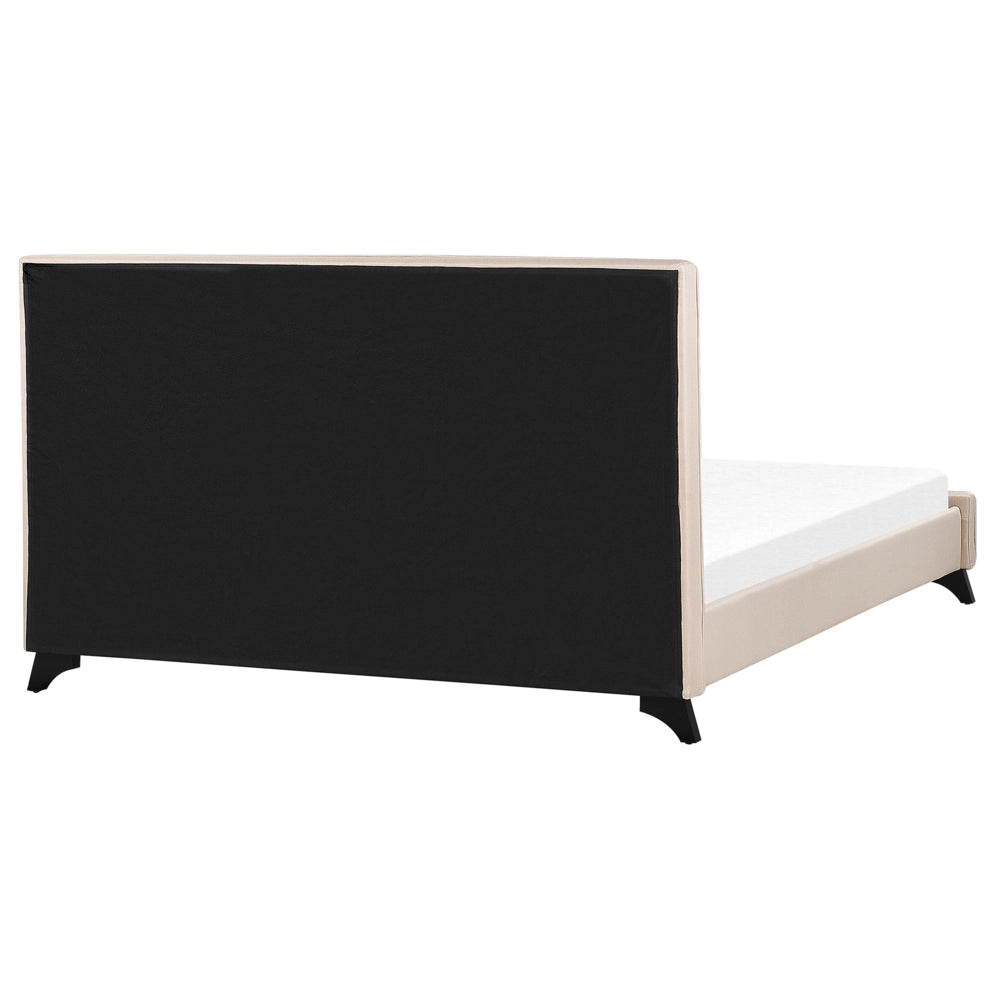 Letto Matrimoniale in Tessuto Beige Testiera Trapuntata 160 x 200 cm