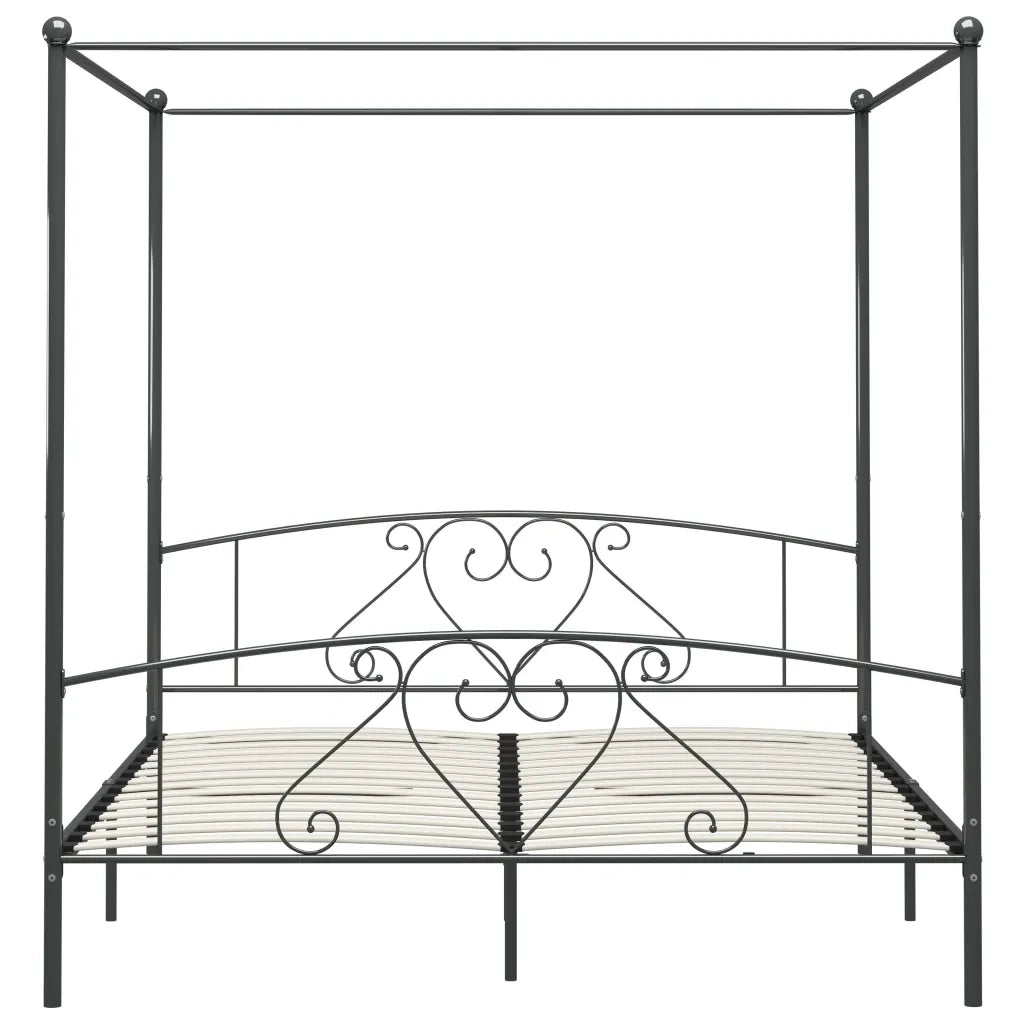 Letto a Baldacchino Grigio in Metallo 180x200 cm  cod mxl 60036