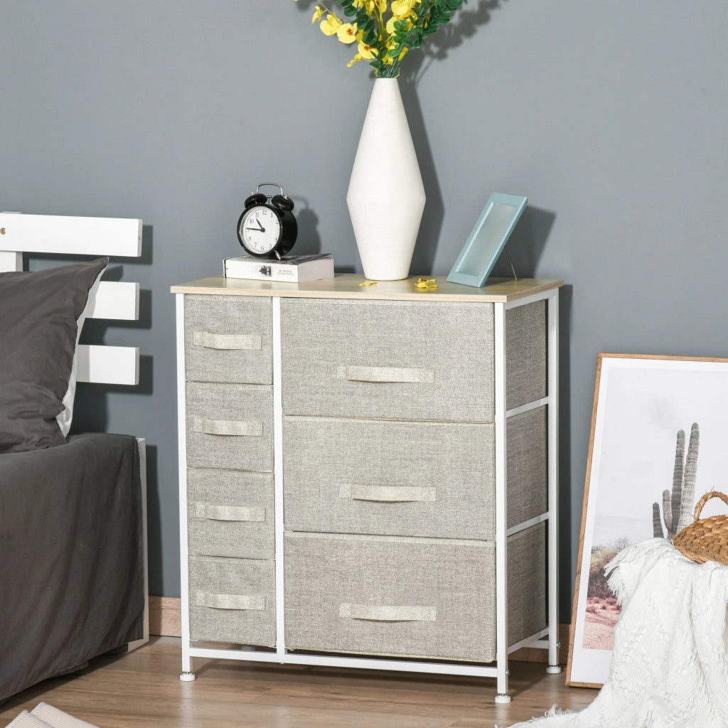 Cassettiera con 7 cassetti in tessuto ¨C zephmum ¨C 63.5x30x71 cm grigio