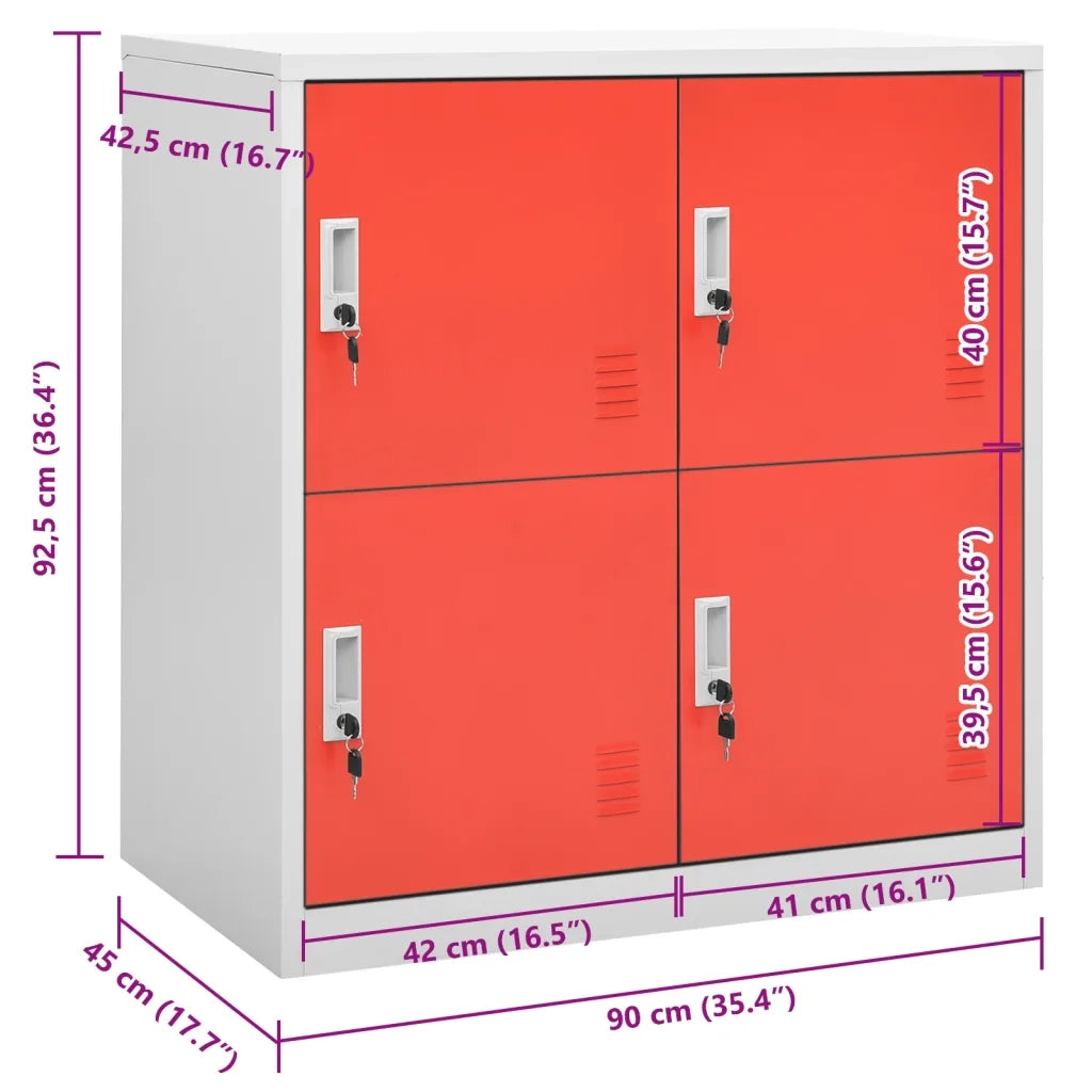 Armadietto moderno con serratura 90 x 45 x 92 cm per ufficio o scuola acciaio grigio chiaro 02_0046921