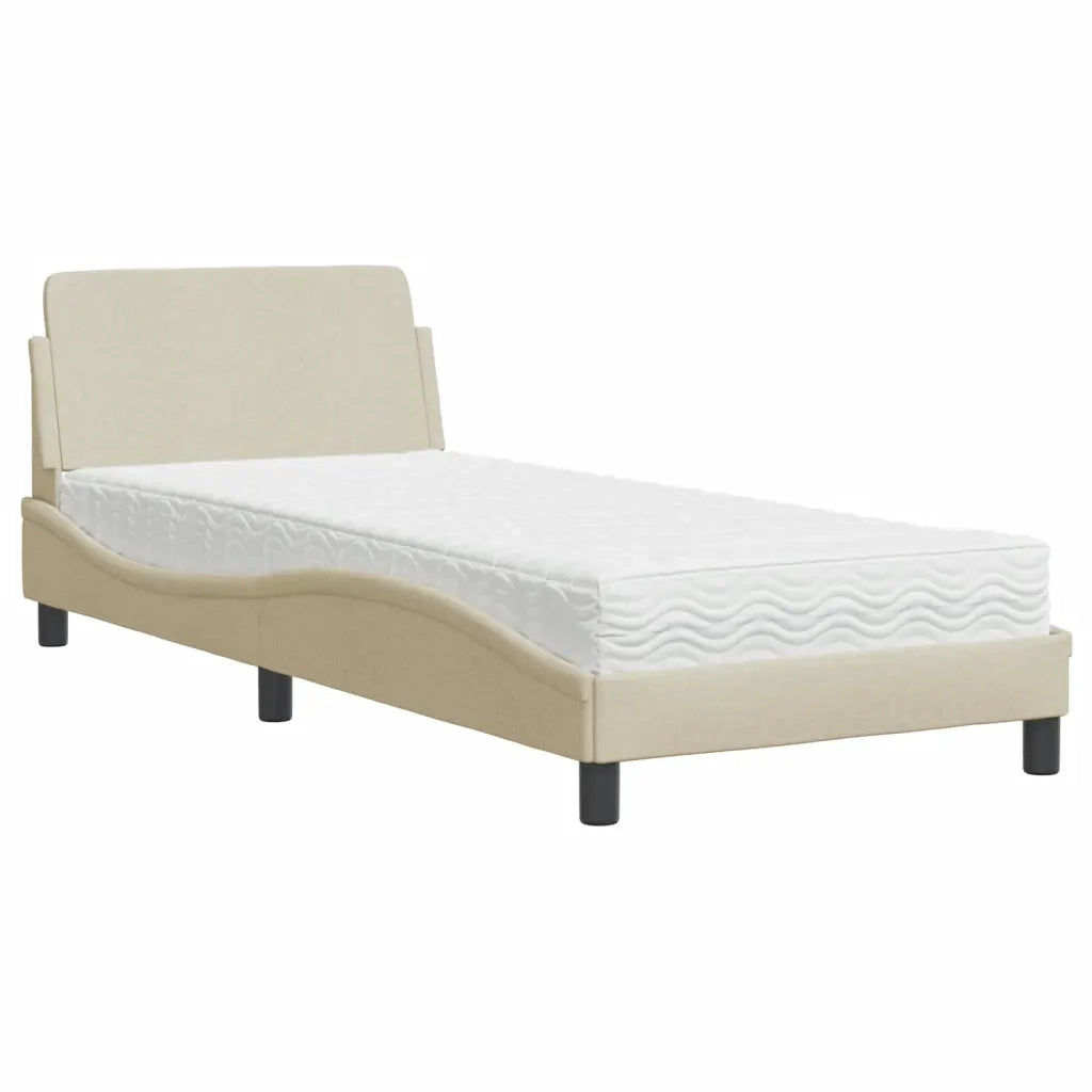 Letto con Materasso Dover Crema 90x190 cm in Tessuto 3208309