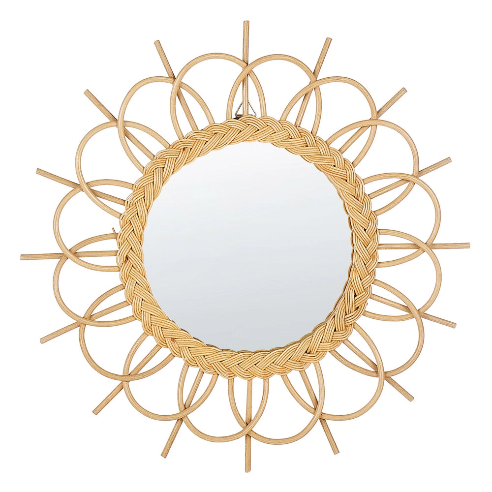 Specchio da parete Cornice in rattan naturale ø 60 cm Sunbrust Decorazione sospesa per soggiorno