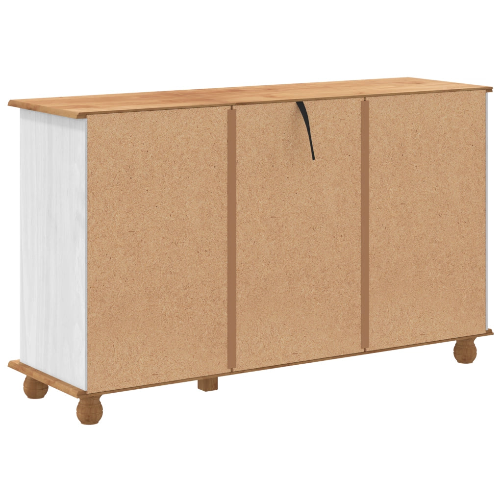 Cassettiera "ASKIM" Bianca 79x40x133.5 cm Legno Massello Pino