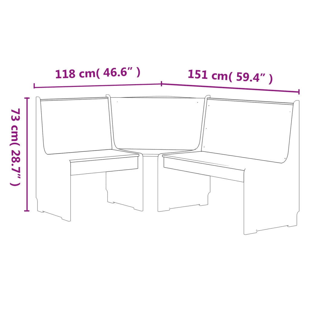 Panca Angolare REINE 151 cm in Legno di Pino Marrone ambra 327246