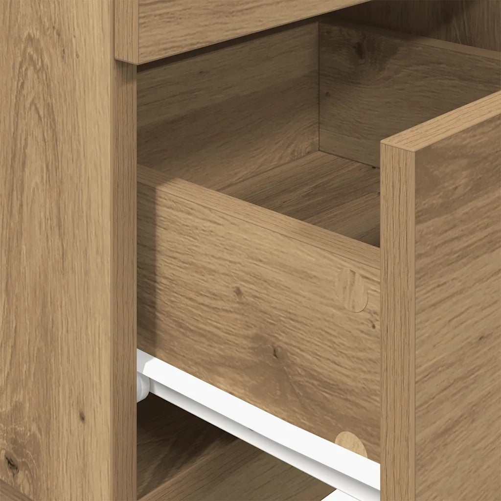 Comodini 2 pz con 2 Cassetti Rovere Artigianale 36x36x68 cm 858595