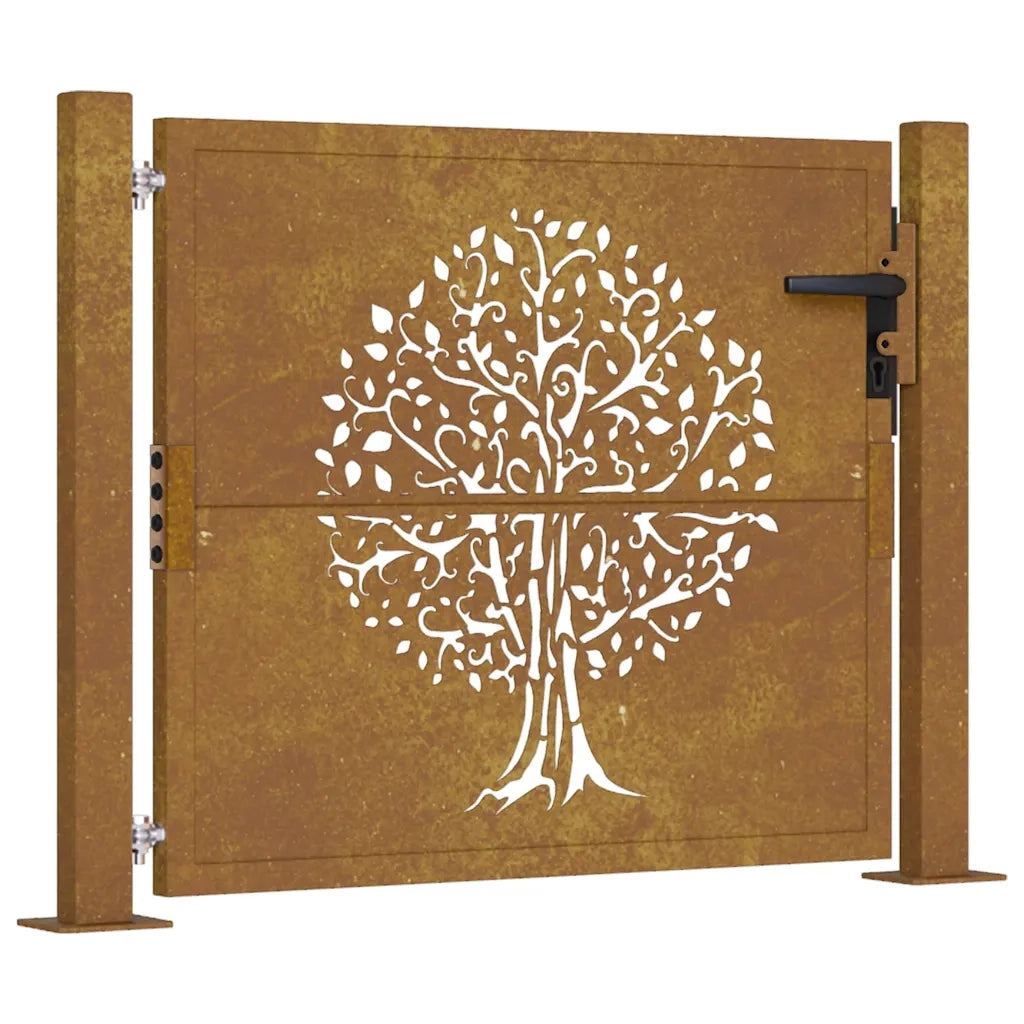 Cancello da giardino 100x75 cm in acciaio Corten con design ad albero 153160