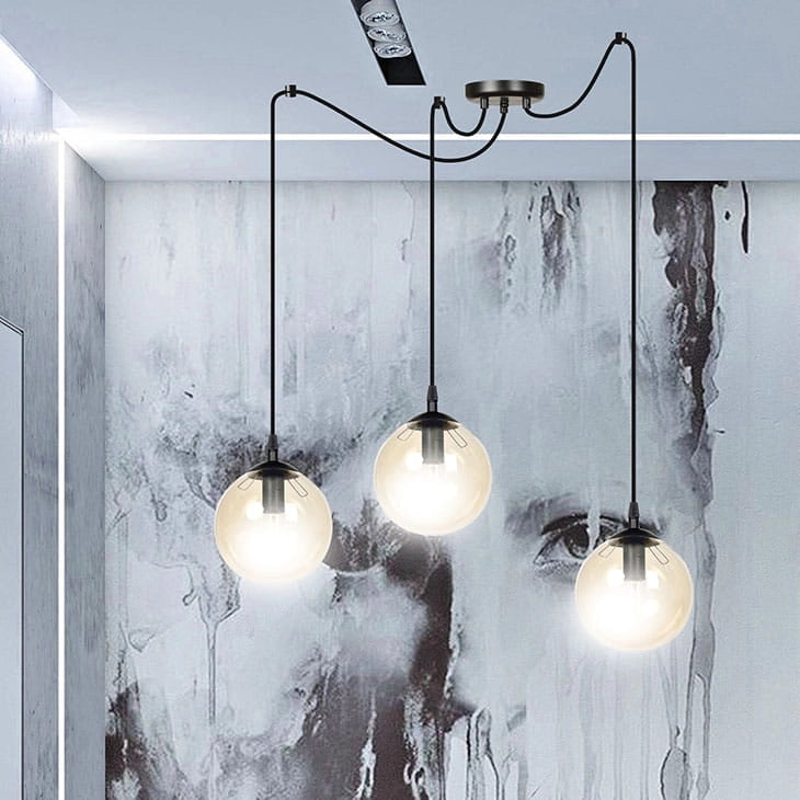 Lampadario Emibig GIGI 3, 3xE14 nero miele vetro metallo
