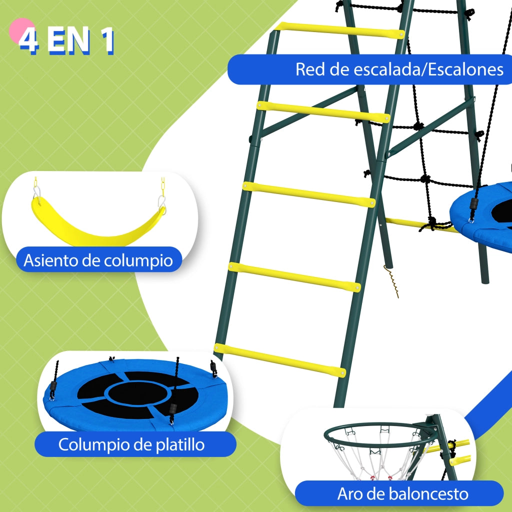 Altalena per bambini 4 in 1 con nido e canestro da basket ¨C zephmum ¨C Rosso e Giallo