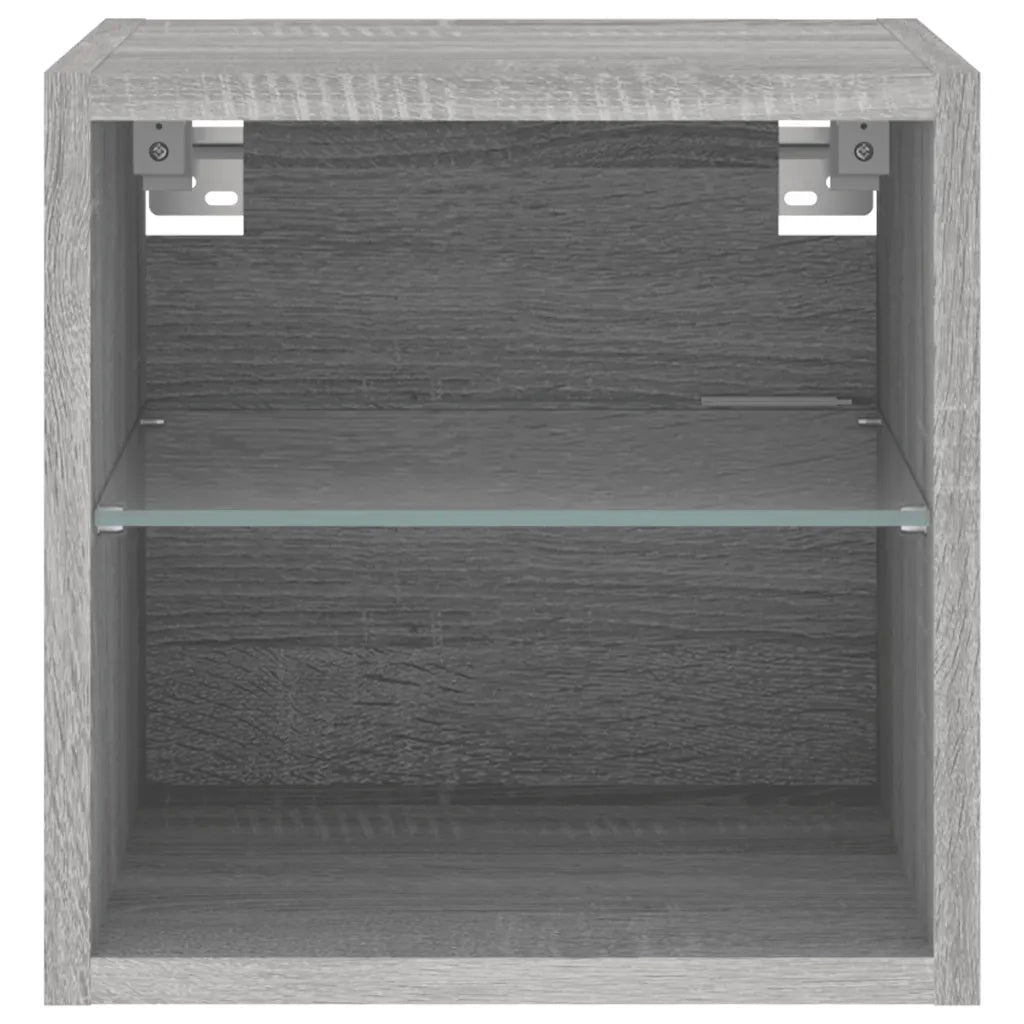 Mobile TV a Parete con Luci LED Grigio Sonoma 30x28,5x30 cm 836983