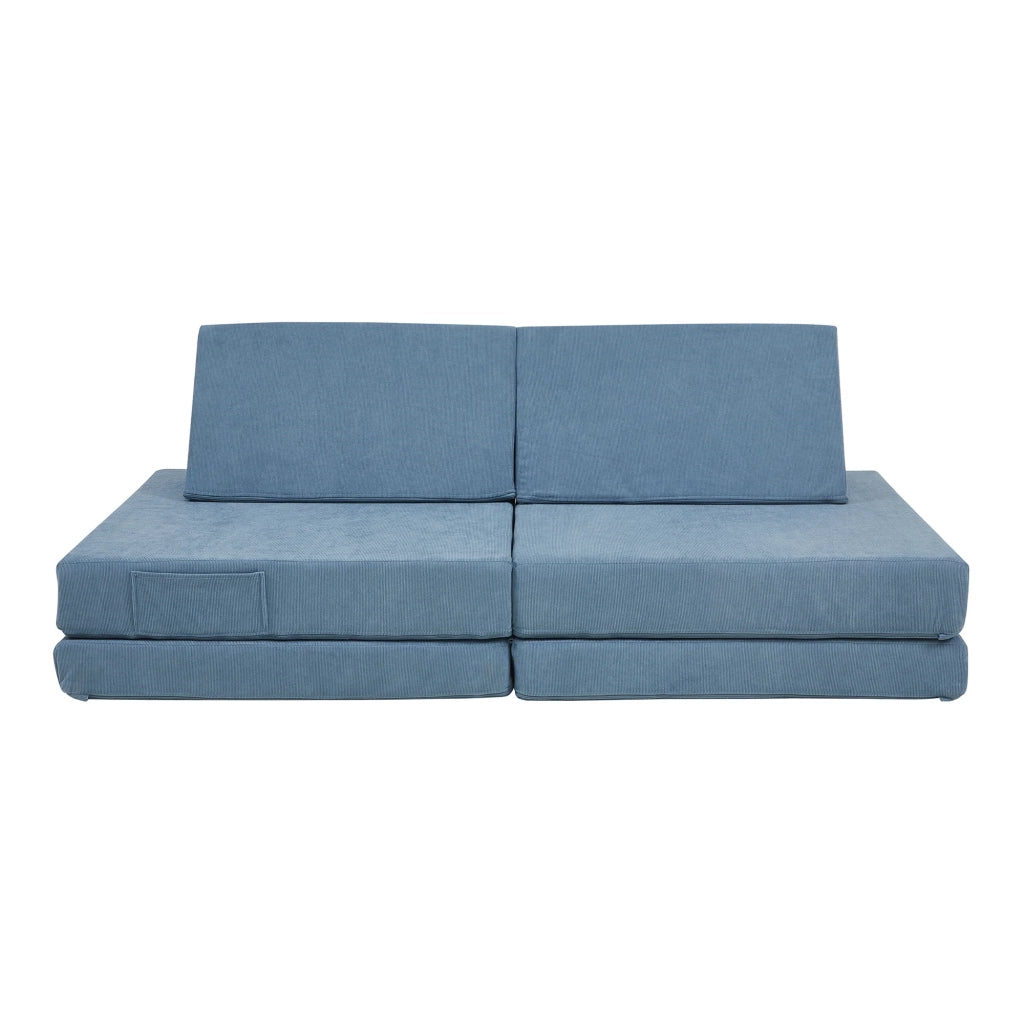 Set divano e poltrona da gioco in velluto a coste 5 pezzi 120 x 66 x 46 cm blu 03_0009142