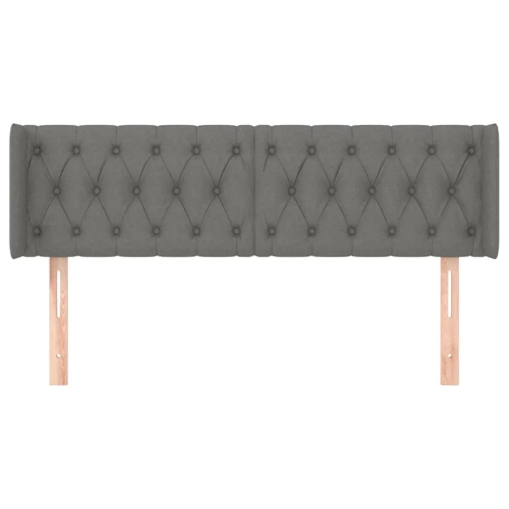 Testiera | Testata ad Orecchio Grigio Scuro 147x16x78/88 cm in Tessuto