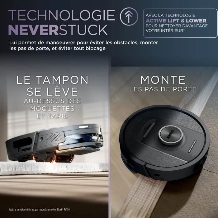 SHARK PowerDetect NeverTouch Robot Aspirapolvere e Lavapavimenti Auto-Svuotante - 650 Watt - 2 Spazzole Laterali