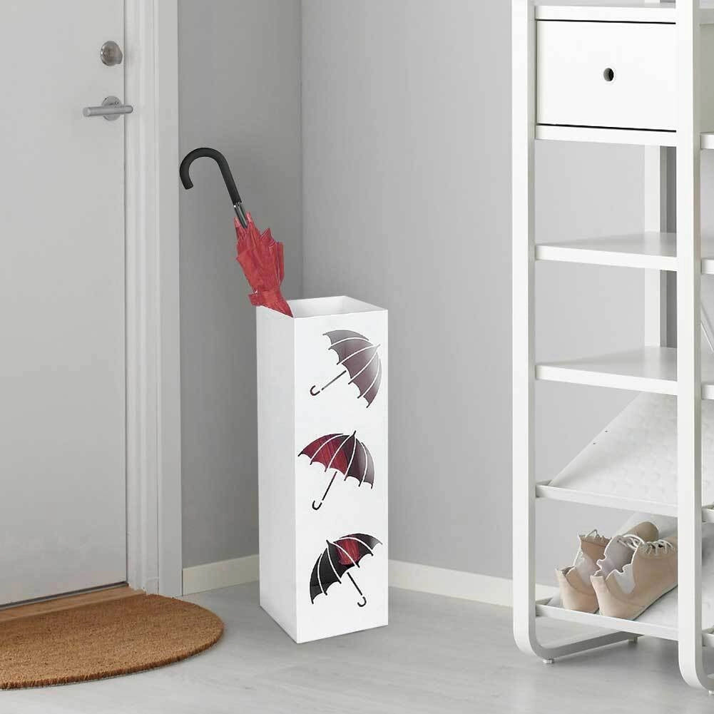 Porta Ombrelli Decorato H. 49 cm Metallo Verniciato Interno Esterno con Vaschetta Salvagoccia