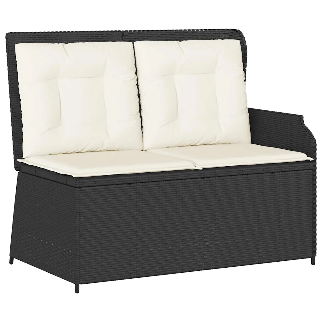 vidaXL Panchina da giardino con cuscino Nero Poly Rattan