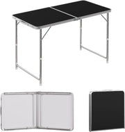 Tavolo da Campeggio Pieghevole Portatile con Maniglia per Picnic Giardino Altezza Regolabile in Alluminio MDF 120x60x55/70cm