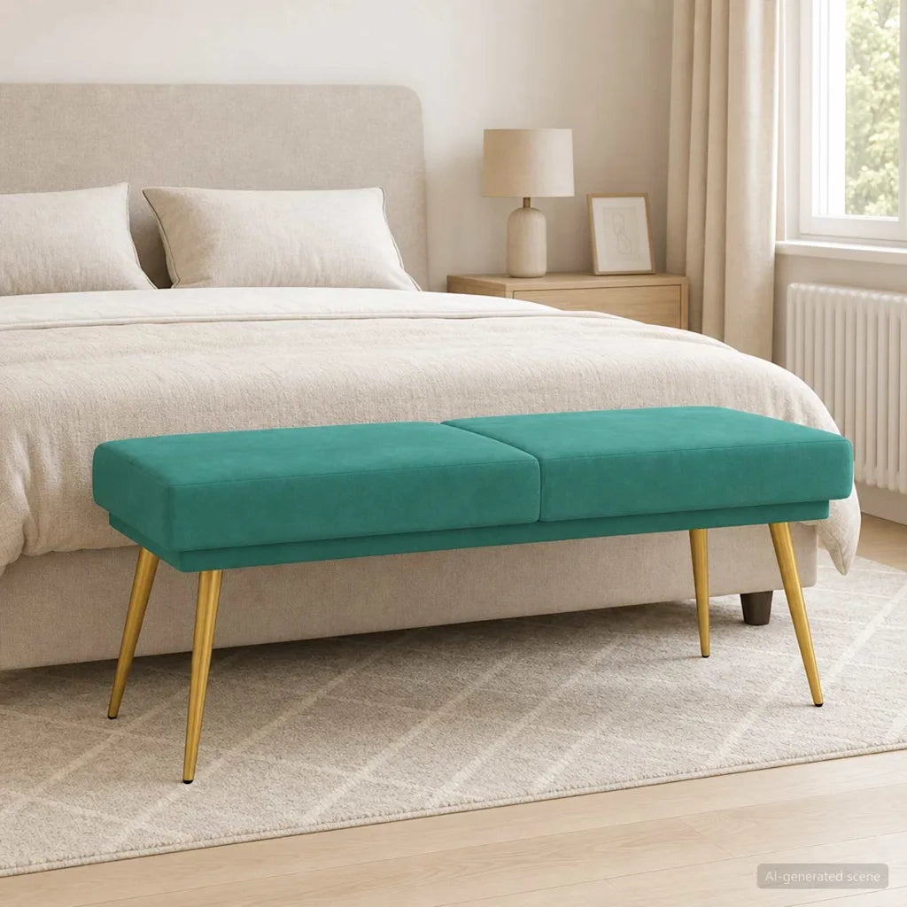 Panchina a doppio strato Turchese 120 x 45 x 46 cm Velluto 42038595
