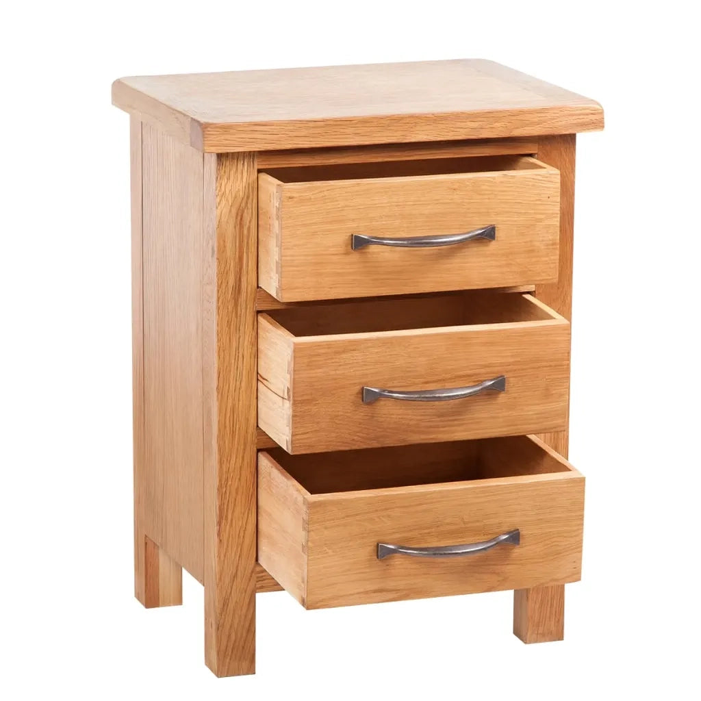 Comodino con 3 Cassetti 40x30x54 cm in Legno Massello di Rovere 241674