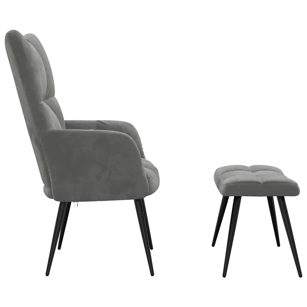 Poltrona Relax con Poggiapiedi Grigio Scuro in Velluto cod mxl 47581
