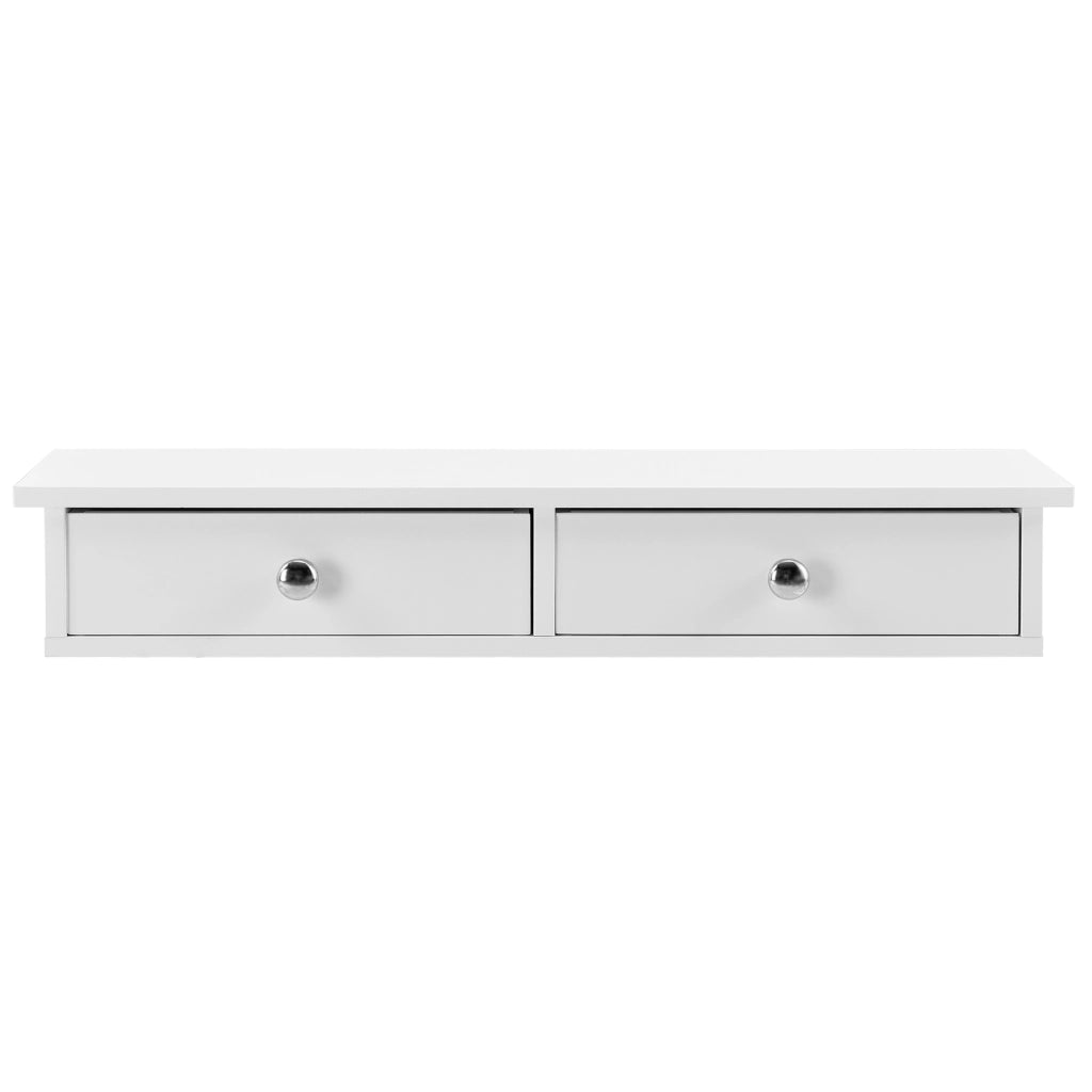 Mensola da Parete Geeste Comodino Sospeso con 2 Cassetti 60 x 15 x 10 cm - Bianco [en.casa]