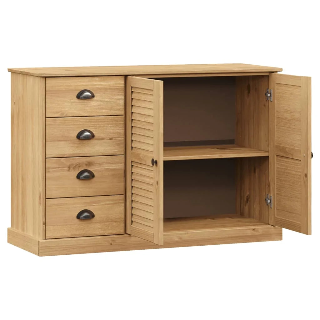 Buffet credenza cassettiera armadio mobile contenitore organizer per cucina soggiorno salotto con cassetti 113 x 40 x 75 cm legno massello di pino marrone 02_0030134