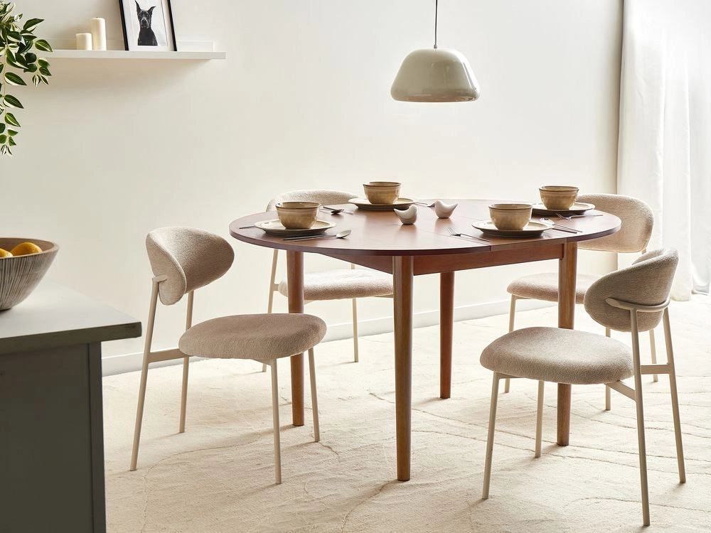 Tavolo da pranzo Marrone scuro MDF impiallacciato rovere Base in legno di gomma 107/137x107cm Piano tavolo allungabile Rotondo Moderno