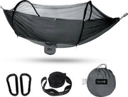 Hangmat con rete antisettori - Sacco da lettura in nylon per esterno - 300 kg di carico - 260 x 140 cm - Grigio scuro