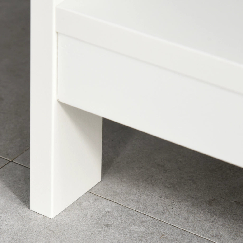 Tavolino consolle con cassetti e mensole ¨C zephmum ¨C Bianco, 100x30.5x80cm