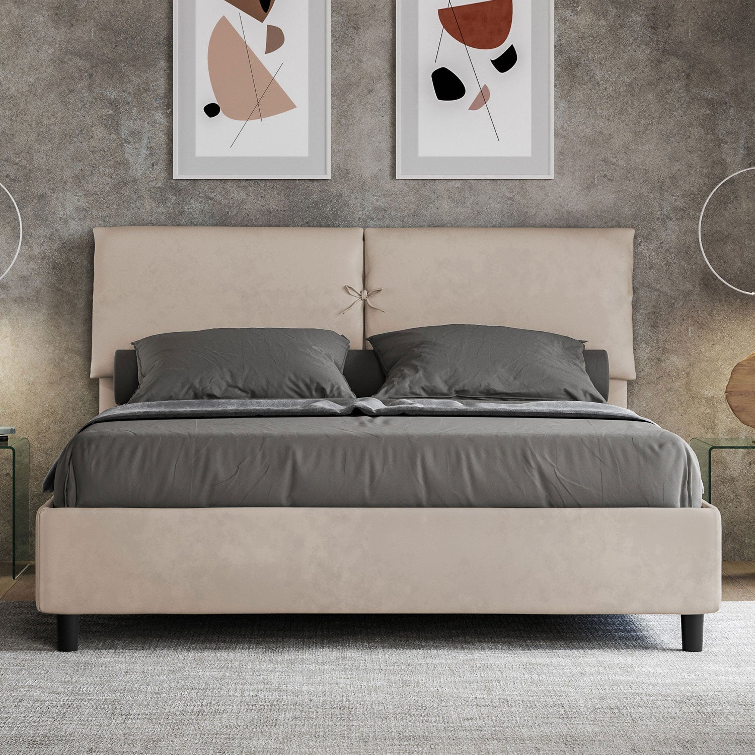 Letto Matrimoniale 160x200 cm con Rete Mados Sabbia