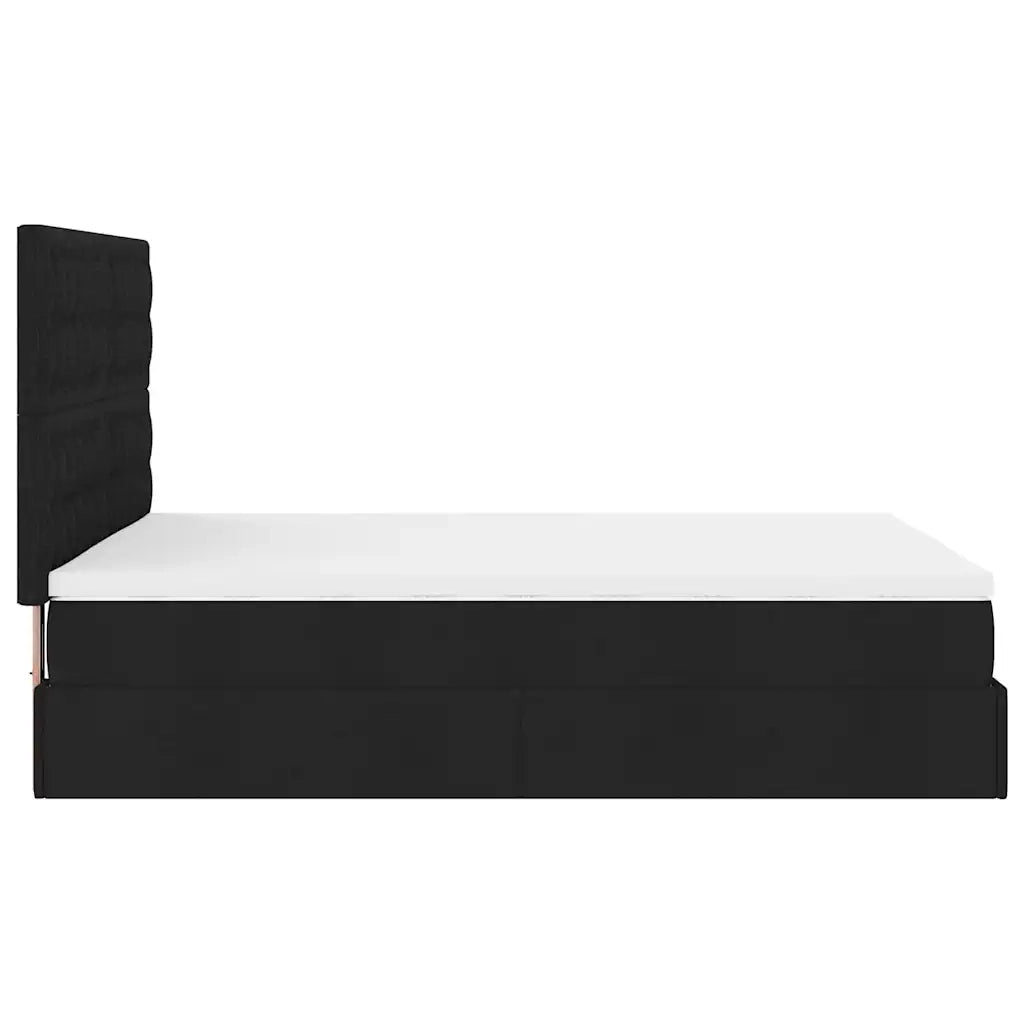 Struttura Letto Pouf con Materasso Nero 140x190 cm in Tessuto 3313322
