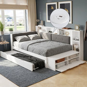 Letto in legno con letto estraibile e scrivania, 120x200+90x190 cm, bianco