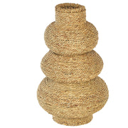 Vaso decorativo per fiori artificiali in corda d' alga naturale fatto a mano