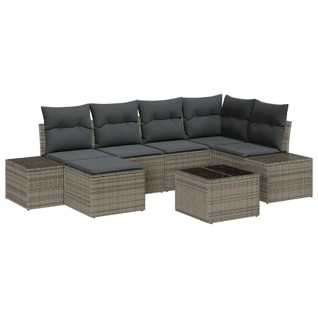 Set Divano da Giardino con cuscino 7 pcs Grigio polyrattan 3347139