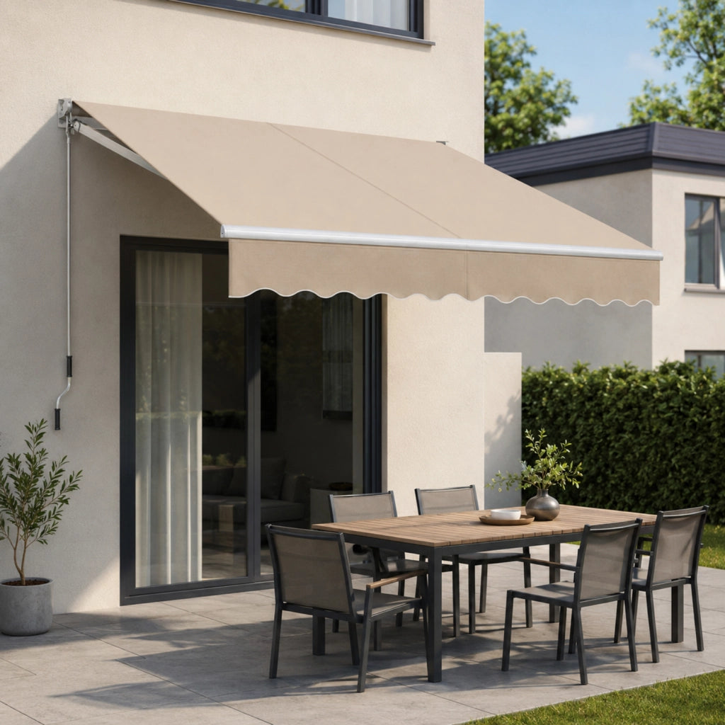Tenda Da Sole Retrattile Con Manovella E Inclinazione Regolabile Struttura In Alluminio Resistente Per Balcone Terrazza Veranda Giardino Design Moderno 295 x 250 Cm Beige