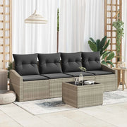 Set di divani con cuscino 5 pcs Grigio chiaro polyrattan 3346592