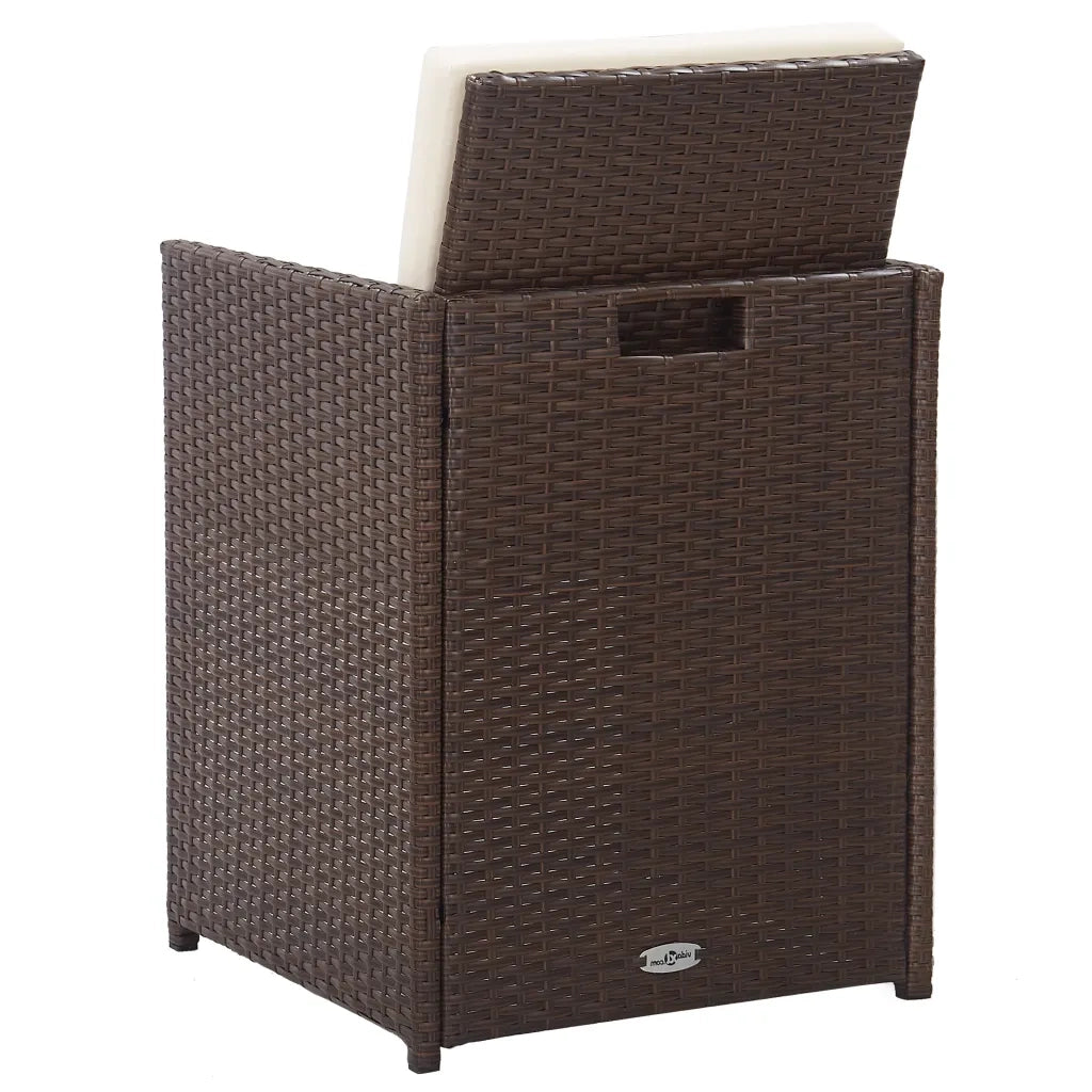 Set da Pranzo da Giardino 15 pz con Cuscini Polyrattan Marrone cod mxl 38882