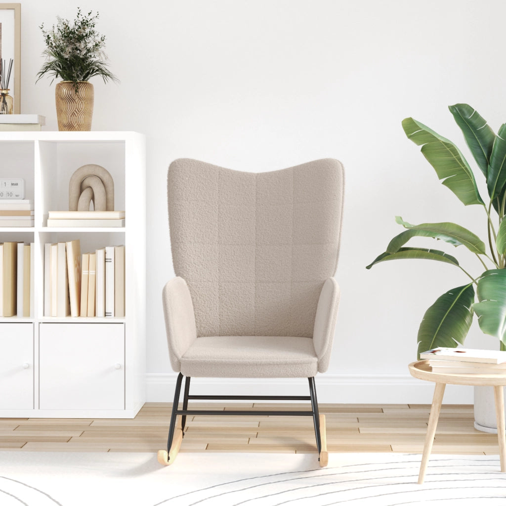 Sedia Relaxante  Grigio Chiaro in Tessuto Simile alla Lana Riccia