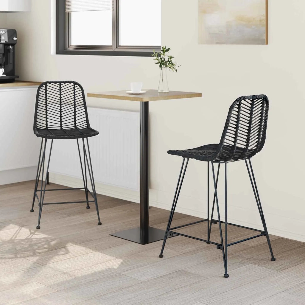Sedia da Bar 2 pcs 44,5 x 54,5 x 97,5 cm Rattan e Ferro