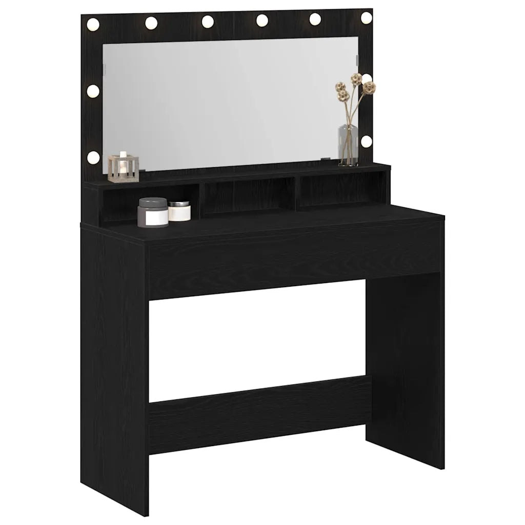 Toeletta | Tavolo da Trucco con lo scaffale Rovere Nero 100 x 41 x 135 cm