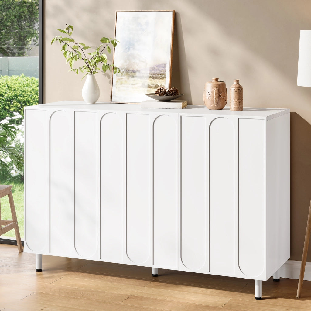 Credenza con 3 ante e ripiani regolabili; chiusura ammortizzata - per ingresso - bianco