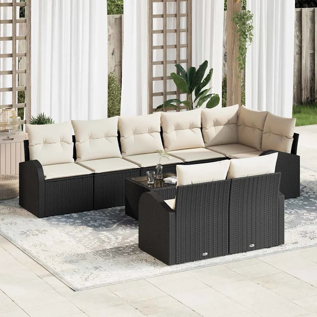 Set Divano da Giardino 9 pcs Nero e Bianco polyrattan 3354766