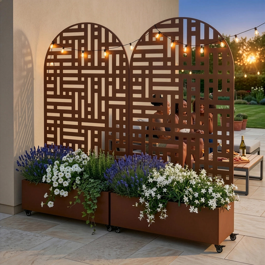 Fioriera con Spalliera Arcuata Bernalda in Acciaio 190 x 120 x 38 cm - Marrone casa.pro